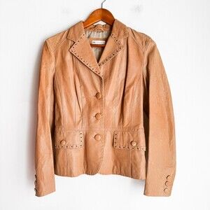 Zacchero Light Beige Leather Blazer Jacket 38/S